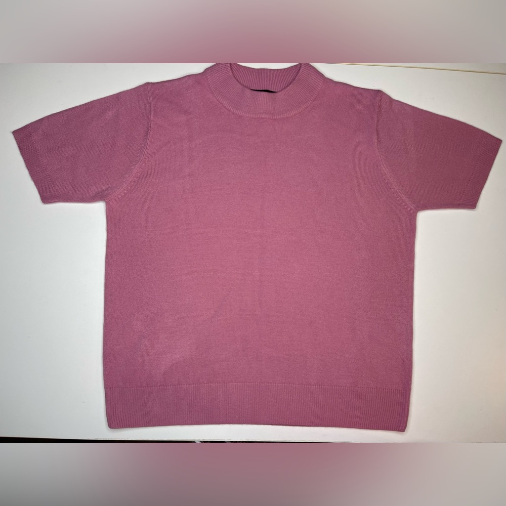 Sag Harbor Pink Short-Sleeve Turtleneck Sweater